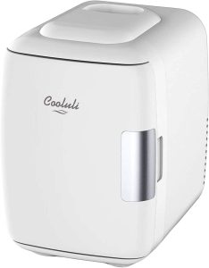 Cooluli Skincare Mini-Fridge For Bedroom - Car, Office Desk & Dorm Room - Portable 4L/6 Can Electric Plug-In Cooler & Warmer For Food, Drinks, Beauty & Makeup - 12v AC/DC & Exclusive USB Option, White