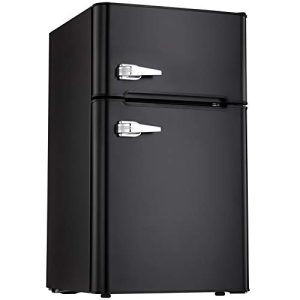 3.2 Cu. Ft Compact Refrigerator With 2 Doors, Mini Fridge With Freezer, 37dB Quiet, 7-Settings Mechanical Thermostat, LED Lights, E-Star Rated Small Refrigerator For Bedroom Office, Dorm Or Garage, Black (External Handle)
