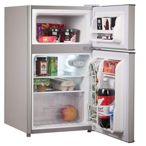 BLACK+DECKER 2 Door Mini Fridge With Separate True Freezer – Small, Compact Refrigerator For Drinks And Food In Dorm, Office, Apartment, Or RV Camper - 3.1 Cubic Feet, VCM