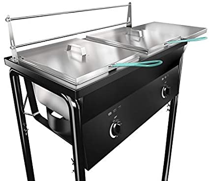 Bioexcel’s Taco Cart Deep Fryer with 2 oil containers. baskets and 2 burners with separate thermostat.