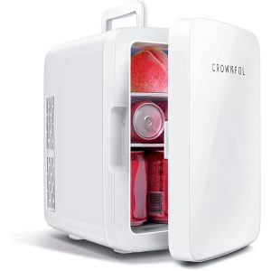 Best Quite Mini Fridge CROWNFUL Mini Fridge, 10 Liter/12 Can Portable Cooler And Warmer Personal Refrigerator For Skincare, Food, Beverage, Plugs For Home Outlet & 12V Car Charger Included, ETL Listed (White)
