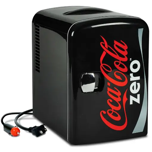Coca-Cola Zero Mini-Fridge - Thermoelectric Portable Cooler And Warmer, 4 Liter/6 Can Capacity, 12V DC/110V AC, for Skincare, Dorm, Food, Medications, Home And Travel - Red