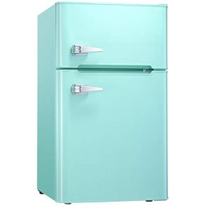KUPPET Retro Mini Refrigerator 2-Door Compact Refrigerator For Dorm, Garage, Camper, Basement Or Office, 3.2 Cubic Feet