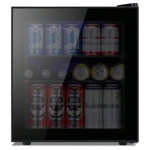Kismile 1.6 Cu.ft Beverage Refrigerator And Cooler, 60 Can Mini Fridge With Glass Door for Soda Beer Or Wine, Small Drink Cooler Dispenser Counter Top Refrigerator For Home, Office, Or Bar (Black)