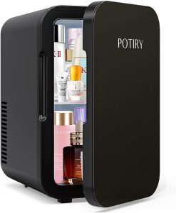 Mini Fridge, Potiry 6 Liter AC/DC Portable Thermoelectric Cooler And Warmer Mini Fridge For Bedroom Car Home Travel Mini Refrigerator for Skin Care Foods Medications