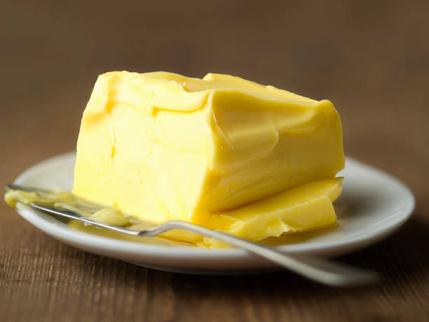 close up of a slab of soft butter
