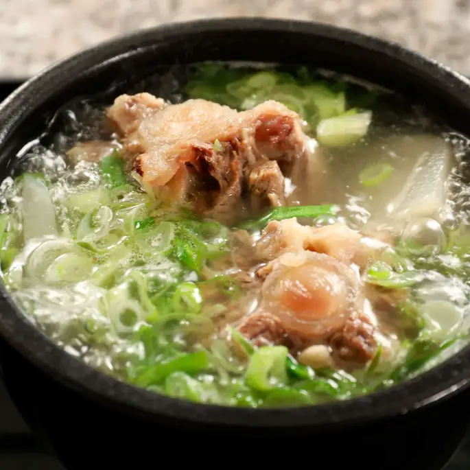 korean oxtail soup in a bowl