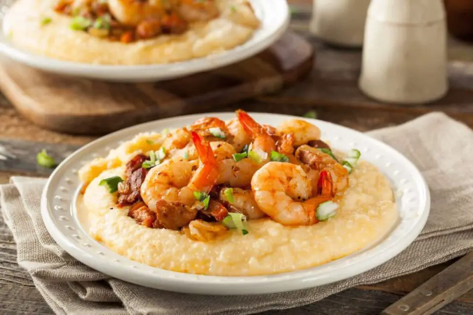 shrimp and grits served in a plate