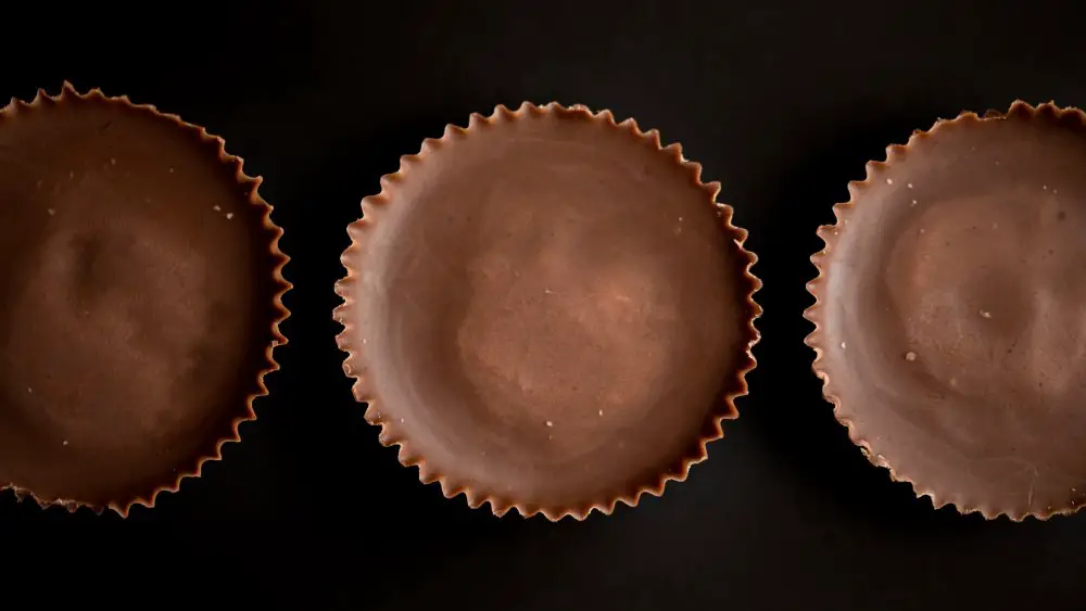 close up of three rees'es peanut butter cups 