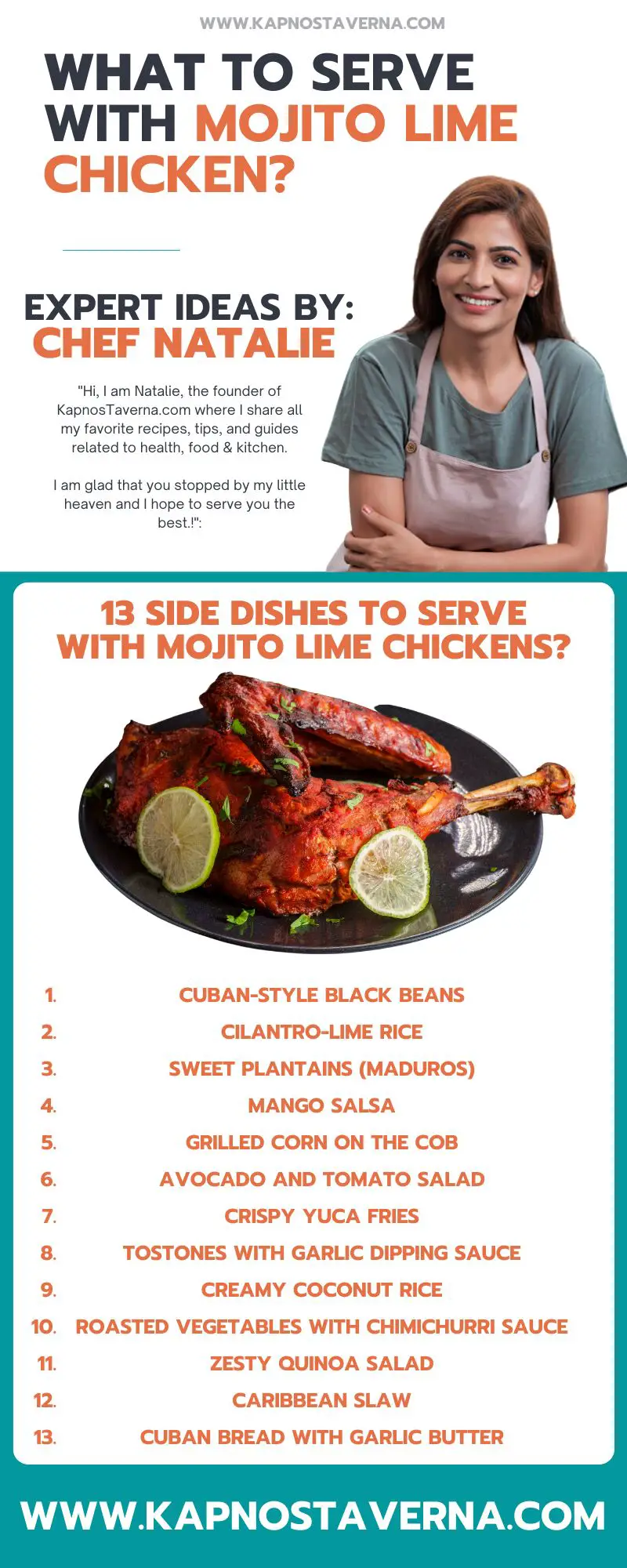 Side Dishes idea to Serve with Mojito Lime Chicken by Chef Natalie